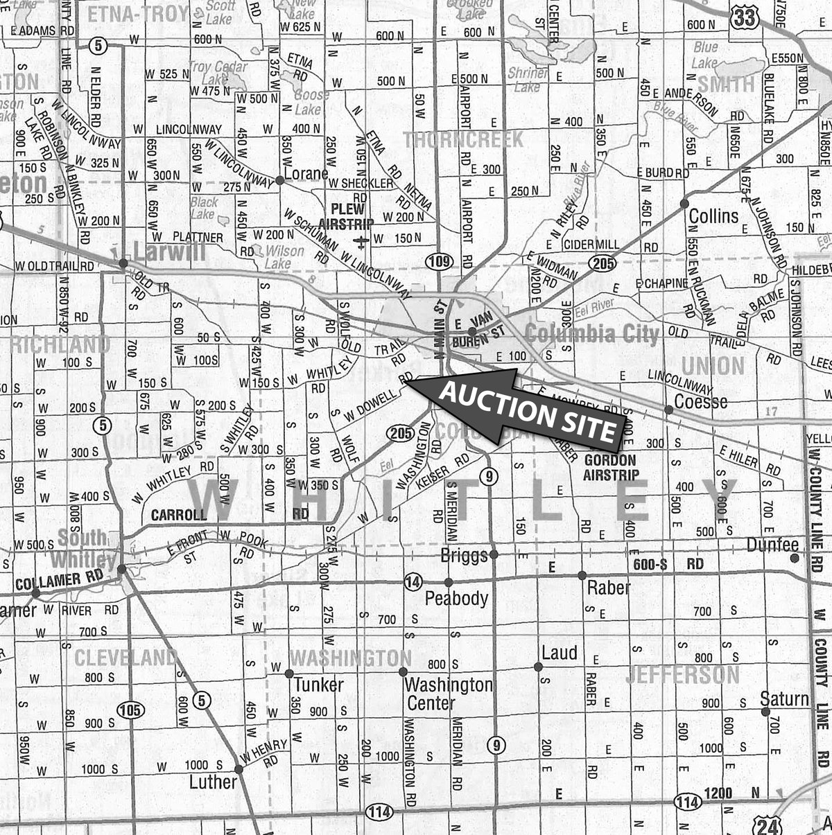 Area map - PERSONAL PROPERTY AUCTION IN WHITLEY COUNTY, INDIANA